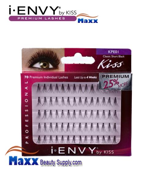 4 Package - Kiss i Envy Individual Eyelashes - KPE01 - Classic Flare Short Black